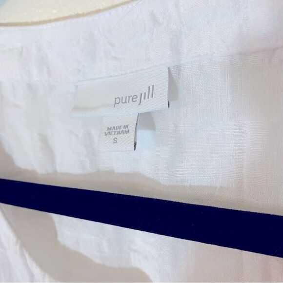 Pure Jill White Puckered Blouse Long Sleeves Button Up Sz Small Gorgeous - Picture 7 of 8
